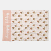 Linge De Cuisine Reindeer Motif Joyeuses Fêtes Orange (Horizontal)