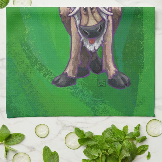 Linge De Cuisine Reindees Noël Sur Vert (Plié)