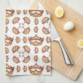 Linge De Cuisine Reine des Coeurs Or Couronne Tiaras blanc (Quart Plié)