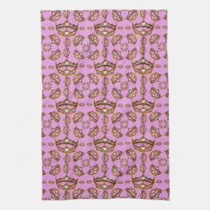 Linge De Cuisine Reine des Coeurs Or Couronne Tiaras rose