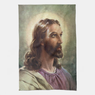 Linge De Cuisine Religieux Vintage, Portrait de Jésus-Christ avec u