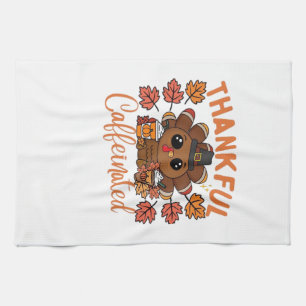 Linge De Cuisine Remerciant Et Caféiné Drôle De Café De Thanksgivin