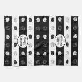 Linge De Cuisine Remorque Retro RV Happy Campers Black & White (Horizontal)