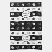 Linge De Cuisine Remorque Retro RV Happy Campers Black & White (Vertical)