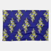 Linge De Cuisine Remous de bleu royal et de jaune (Horizontal)