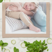 Linge De Cuisine Remplacez Par Votre Photo, Bordure Tan (Plié)