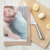 Linge De Cuisine Remplacez Par Votre Photo, Bordure Tan (Quart Plié)