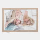 Linge De Cuisine Remplacez Par Votre Photo, Bordure Tan (Horizontal)