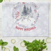 Linge De Cuisine Renard à neige | Paysage hivernal | (Plié)