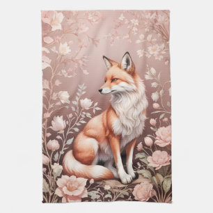 Linge De Cuisine Renard Avec Flore Rose Rêvé