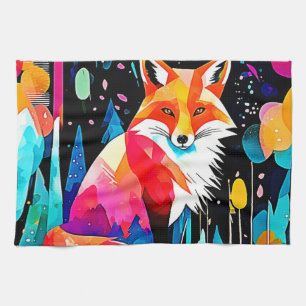 Linge De Cuisine Renard coloré Art Abstrait