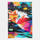 Linge De Cuisine Renard coloré Art Abstrait (Vertical)