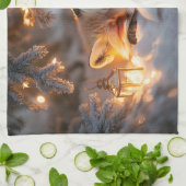 Linge De Cuisine Renard couché sous Branches neigeuses (Plié)