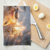 Linge De Cuisine Renard couché sous Branches neigeuses (Quart Plié)