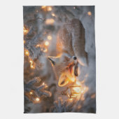 Linge De Cuisine Renard couché sous Branches neigeuses (Vertical)