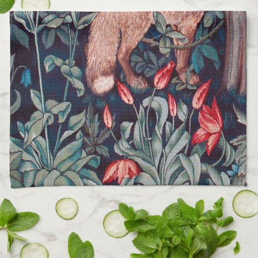 Linge De Cuisine Renard dans la forêt, William Morris (Plié)