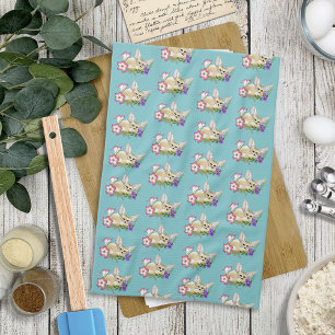 Linge De Cuisine Renard Fennec Fleurs Rose Violet Mignon Bleu Botan