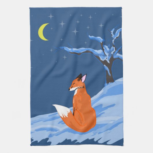 Linge De Cuisine Renard nocturne d'hiver (Vertical)