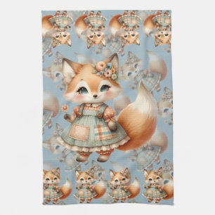 Linge De Cuisine Renard pastel floral cottagecore fantaisiste