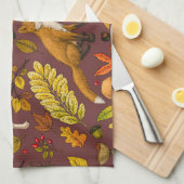 Linge De Cuisine Renards d'automne sur chocolat brun (Quart Plié)