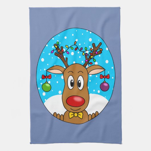 Linge De Cuisine Renne de Noël (Vertical)