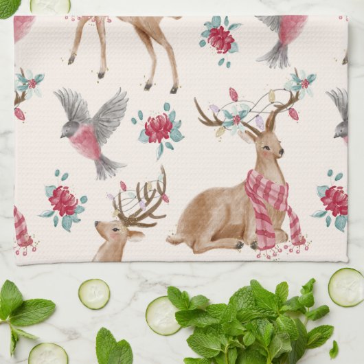 Linge De Cuisine Rennes, Oiseaux, Fleurs (Plié)