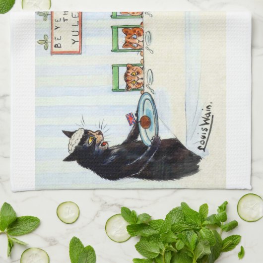 Linge De Cuisine Repas de Noël, Louis Wain (Plié)