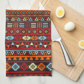 Linge De Cuisine Répétition aztèque Ptn - jaune orange de style (Quart Plié)