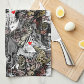 Linge De Cuisine Répétitions d'histoire, motif rose de crâne (Quart Plié)