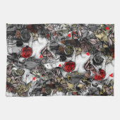 Linge De Cuisine Répétitions d'histoire, motif rose de crâne (Horizontal)