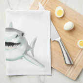 Linge De Cuisine requin d'aquarelle souriant gris vert vert animal  (Quart Plié)
