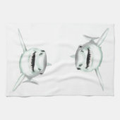 Linge De Cuisine requin d'aquarelle souriant gris vert vert animal  (Horizontal)