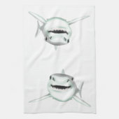 Linge De Cuisine requin d'aquarelle souriant gris vert vert animal  (Vertical)