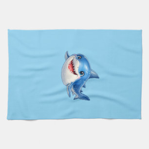 Linge De Cuisine Requin Kawaii Nageant Avec Joie Dans Une Mer Fanta