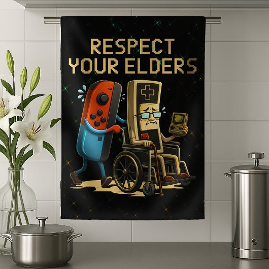 Linge De Cuisine Respect Your Elders Gaming Control Retro Funny