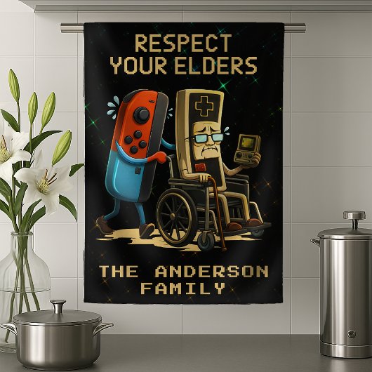 Linge De Cuisine Respect Your Elders Gaming Control Retro Funny