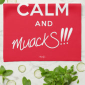 Linge De Cuisine Restez calme et muackS ! ! ! - Texte blanc (Plié)