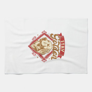 Linge De Cuisine Restez Golden Retriever Chien Diamant Rouge_1