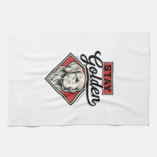 Linge De Cuisine Restez Retriever doré Chien Vintage Vector Design_