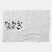 Linge De Cuisine Restons à la maison Texte sur Birch (Horizontal)