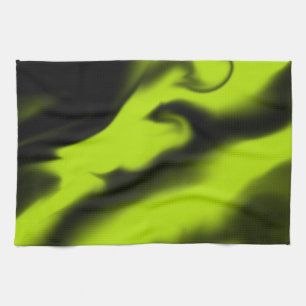 Linge De Cuisine Résumé 3 en noir et vert citron