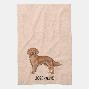 Linge De Cuisine Retriever doré en acajou rouge avec nom personnali