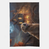 Linge De Cuisine Retriever doré Halloween effrayant (Vertical)