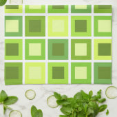 Linge De Cuisine Retro 1950 Carreaux Motif Chartreuse Green (Plié)