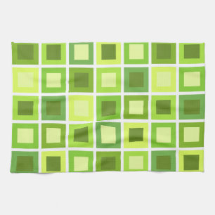 Linge De Cuisine Retro 1950 Carreaux Motif Chartreuse Green