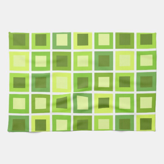 Linge De Cuisine Retro 1950 Carreaux Motif Chartreuse Green (Horizontal)