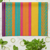 Linge De Cuisine Retro 60s MOD Bright Stripes (Plié)