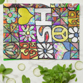 Linge De Cuisine Retro 60s Psychedelic Shalom LOVE (Plié)