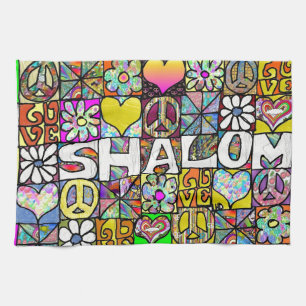 Linge De Cuisine Retro 60s Psychedelic Shalom LOVE