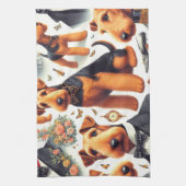 Linge De Cuisine Retro Airedale Terrier sans fil (Vertical)